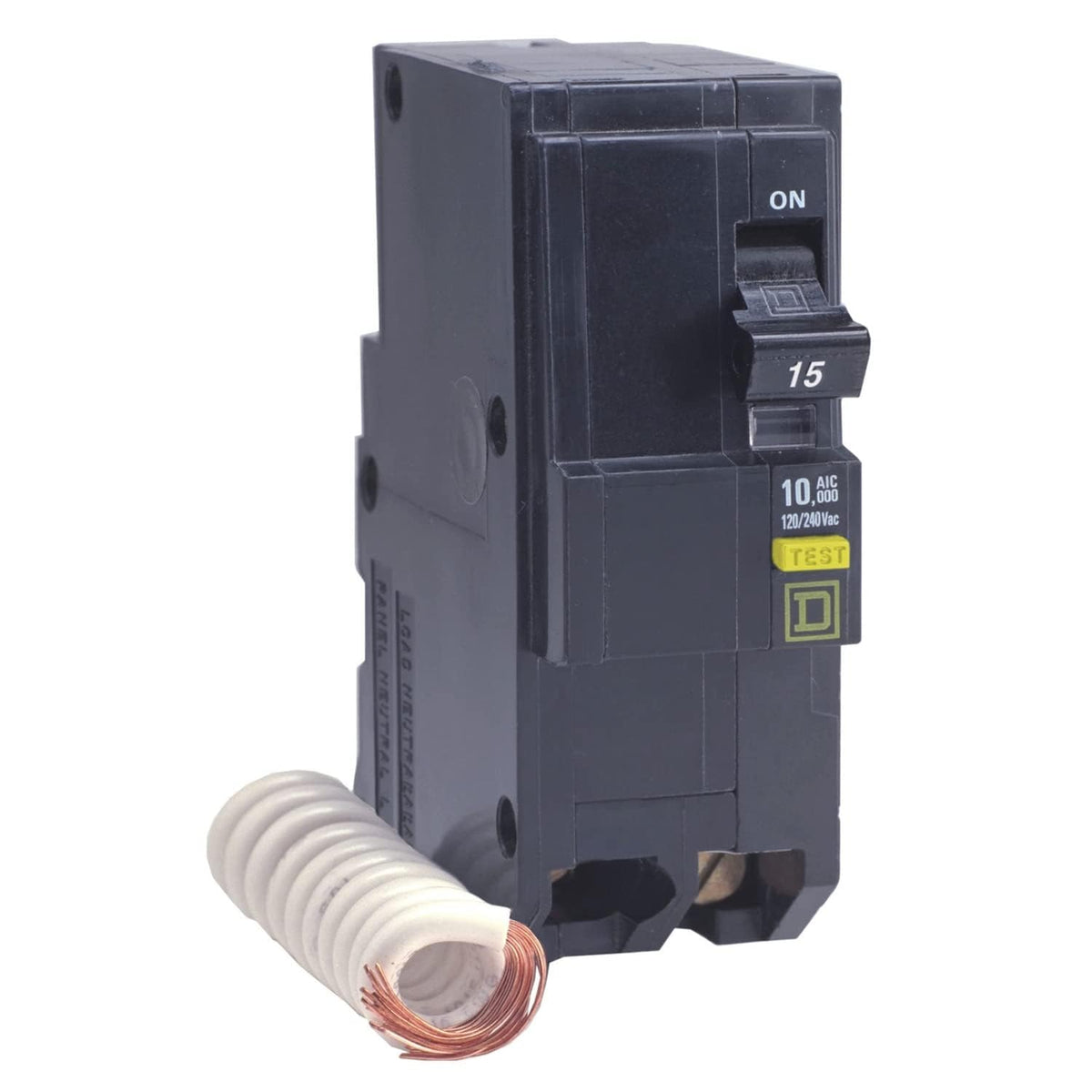 Schneider Electric Square D QO220GFICP with visible trip indicator for quick fault confirmation.
