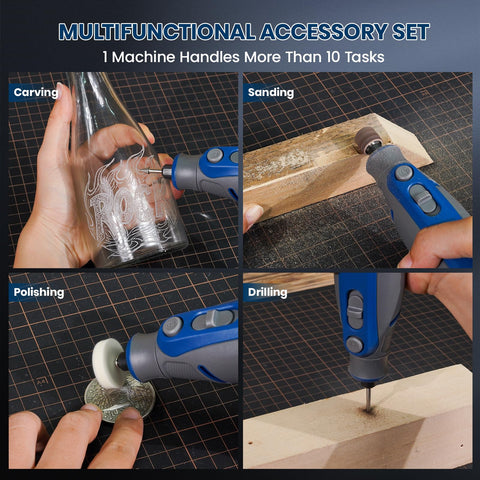 Schtumpa 25 upgraded attachments cover grinding, cutting, sanding, and polishing.