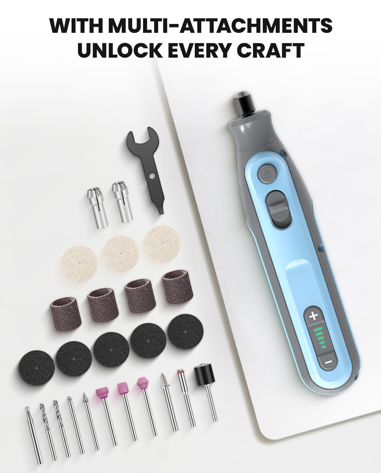 SCHTUMPA 4V Pro 25-piece attachments set for sanding, grinding, carving, polishing