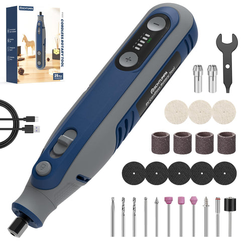 Schtumpa cordless rotary tool 8V with 5-speed control for precise engraving.