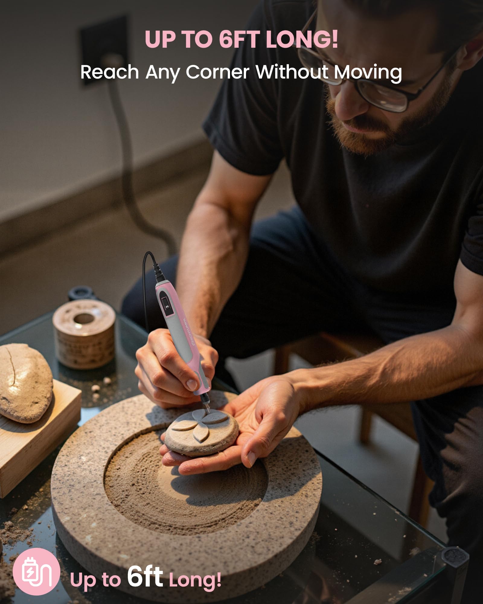 SCHTUMPA sanding and polishing accessories in use on a workpiece