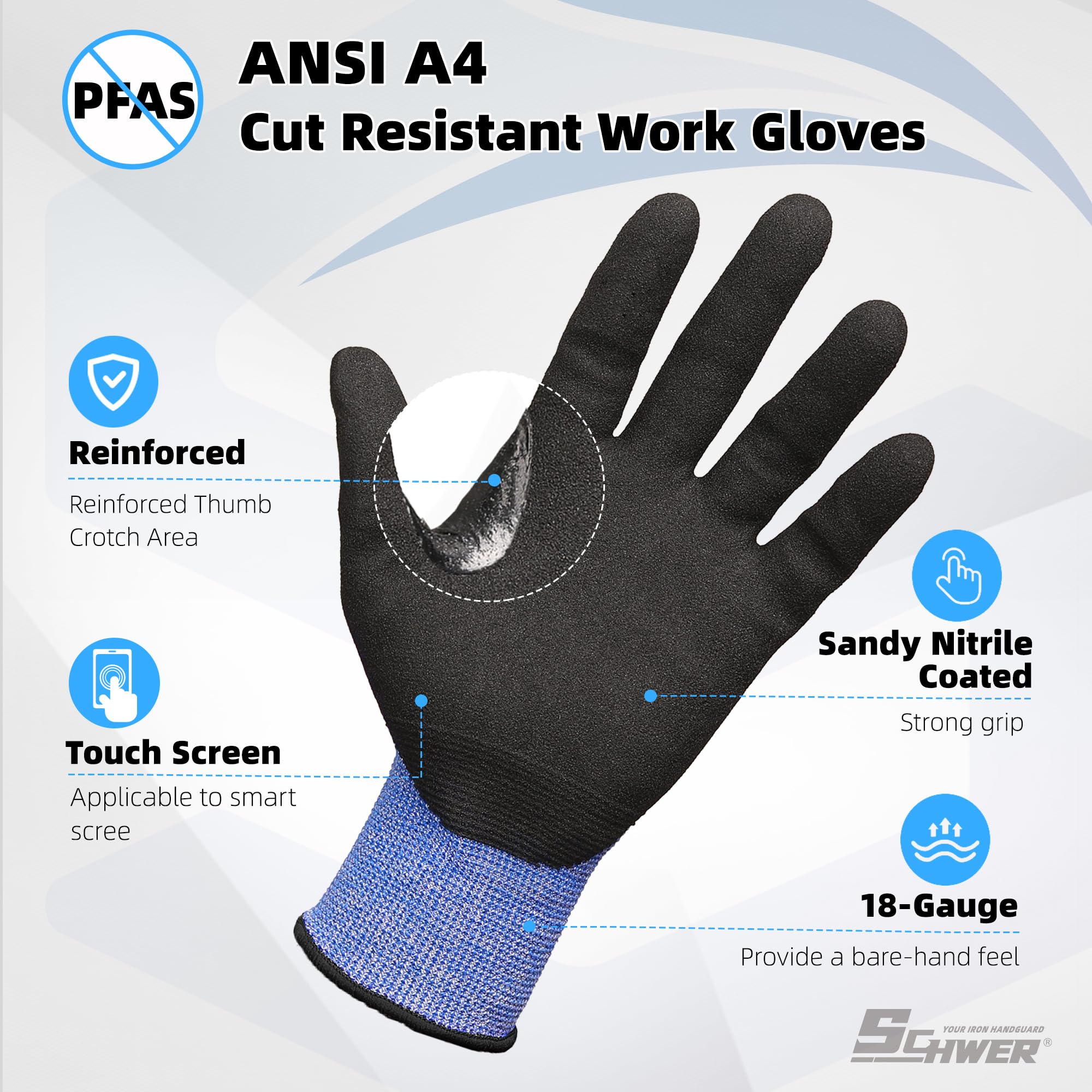 Schwer A4 Air-Skin gloves with sandy nitrile coating for grip