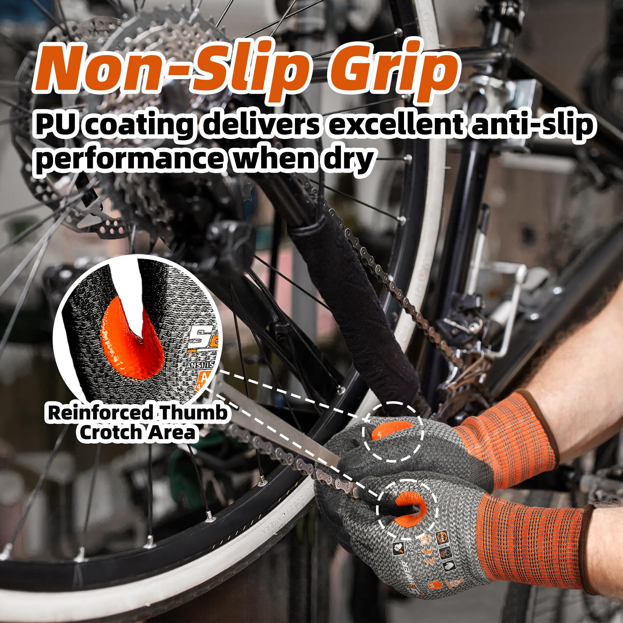 Schwer CR3066 gloves feature breathable knitting for cool, comfortable wear.