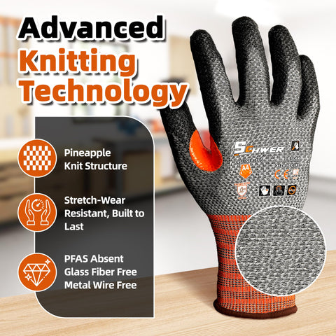 Schwer CR3066 gloves show a PU-coated palm delivering reliable dry grip.