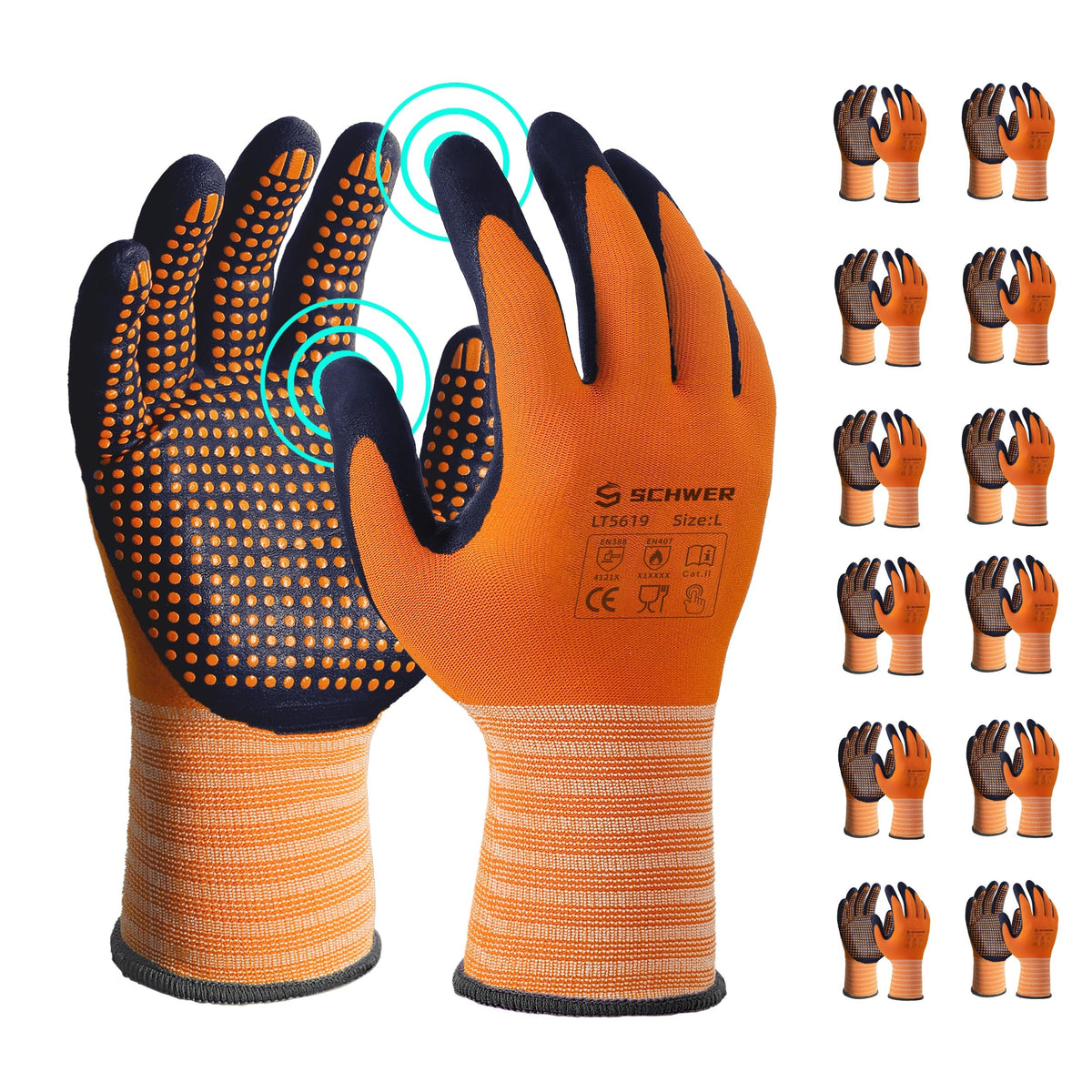 Schwer LT5619 gloves with micro-foam nitrile coating for wet and oily tasks