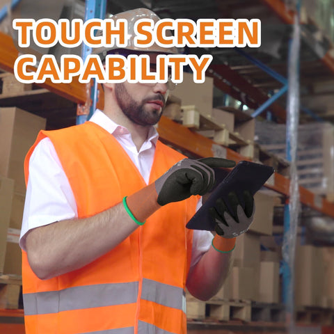 Schwer nitrile-coated palms offer textured grip and durability