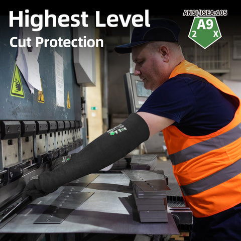 Schwer PM916 flame-resistant welding sleeve protects forearms from sparks during welding tasks