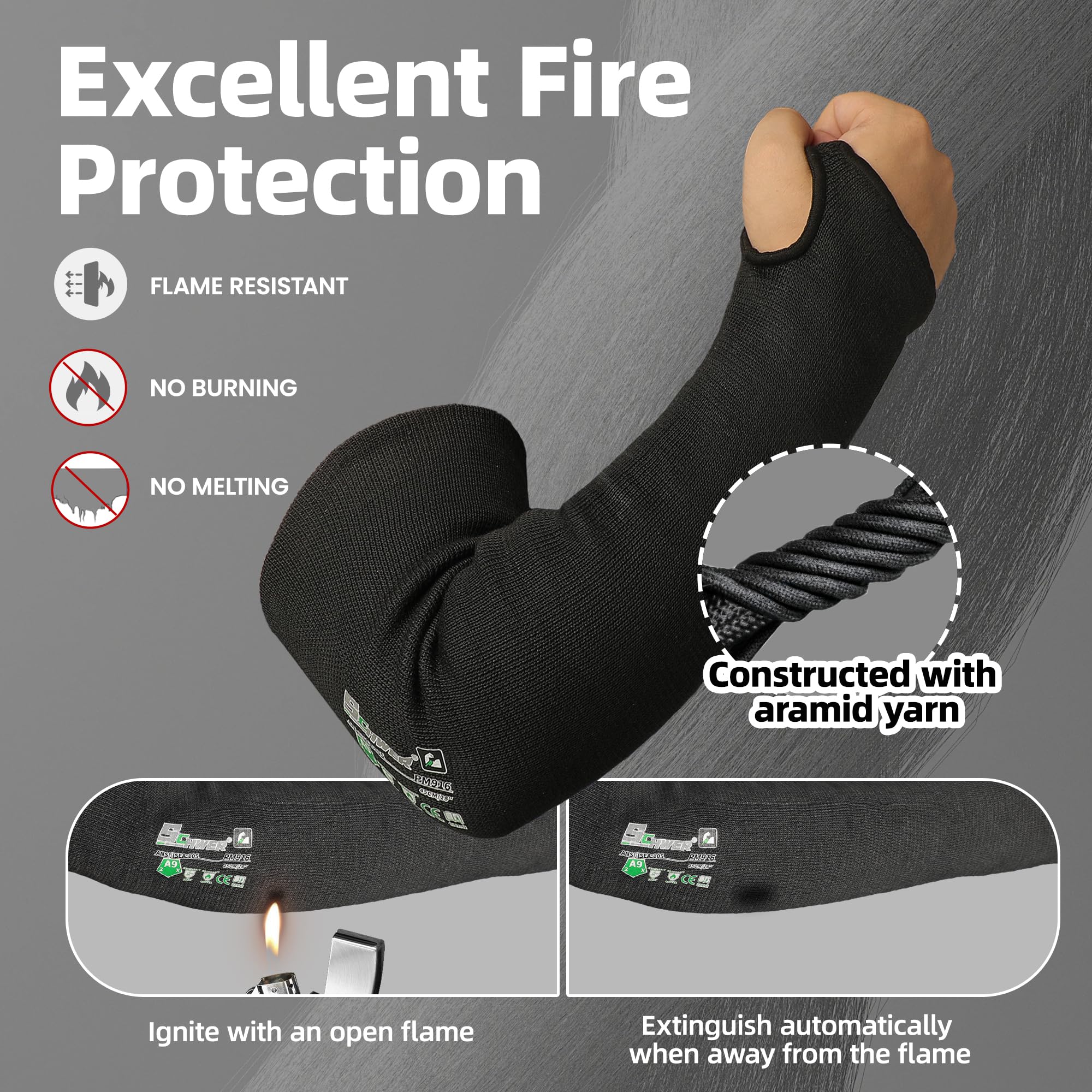 Schwer PM916 two-ply durable sleeve combines HPPE and aramid for extended wear