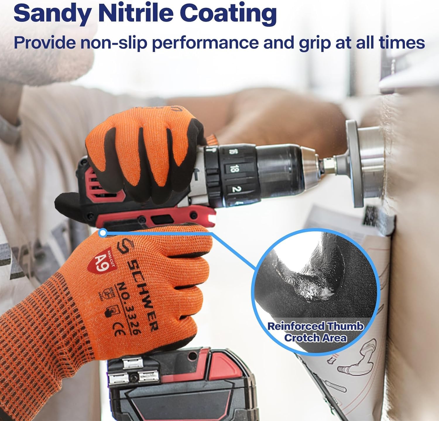 Schwer ProGuard breathable-knit-13g keeps hands cool during long shifts.