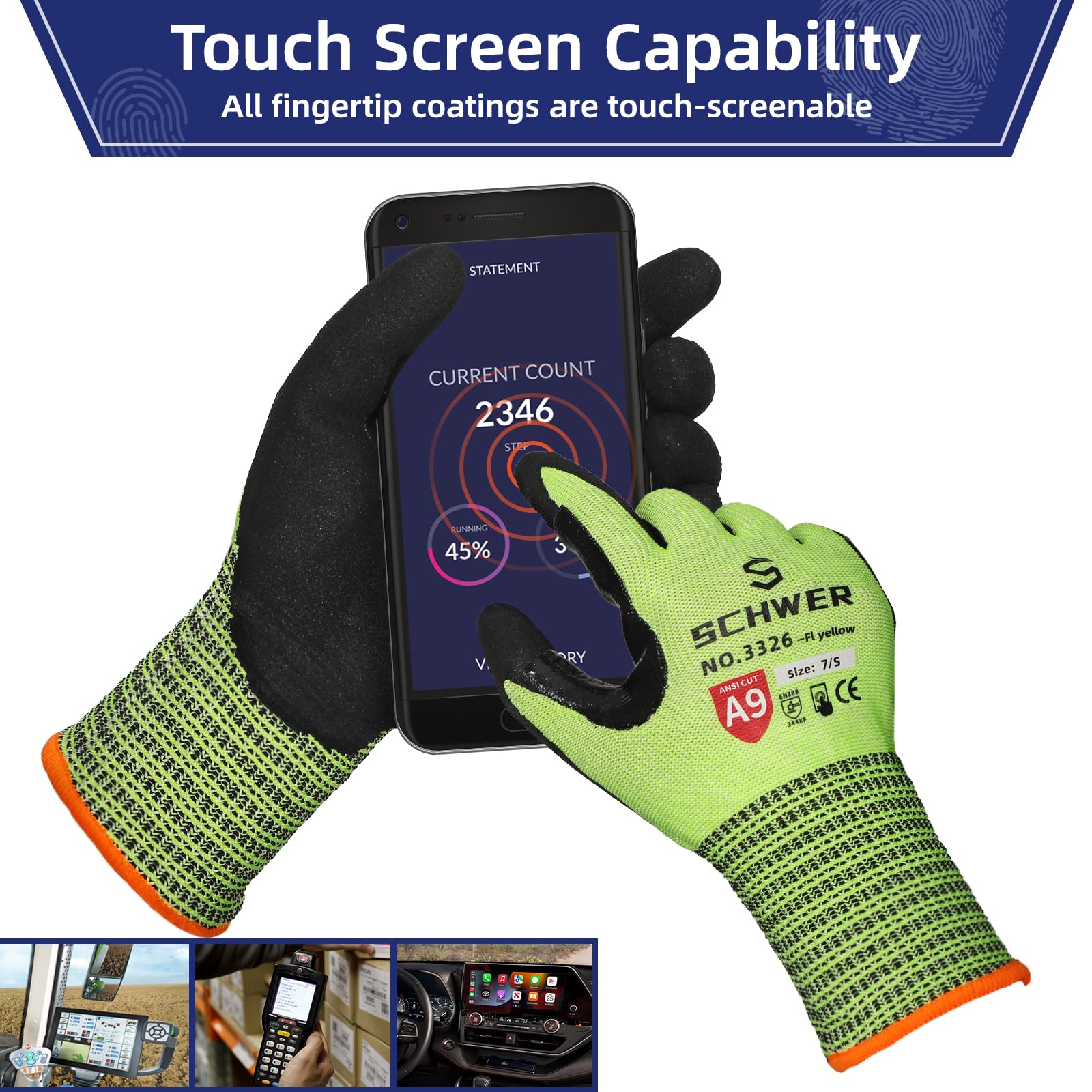 Schwer ProGuard gloves offer ANSI A9 protection for heavy-duty work.