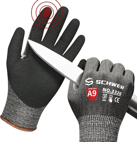 Schwer ProGuard glove front view shows high-cut protection for heavy-duty tasks