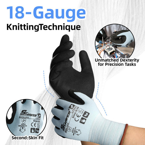 Schwer breathable polyester keeps hands cooler during long wear.