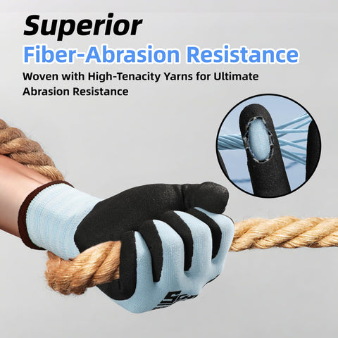 Schwer gloves show rugged palm grip for wet and dry conditions.