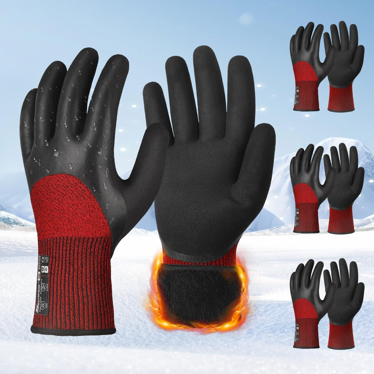Schwer winter gloves with 3-4 dipped coating, close-up grip detail.