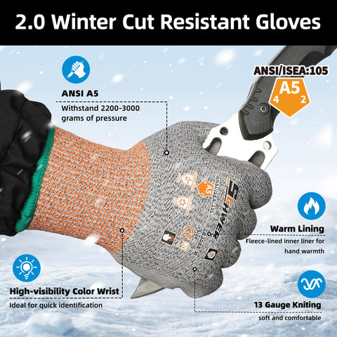 Schwer gloves show ANSI Cut Level 5 protection for sharp materials.
