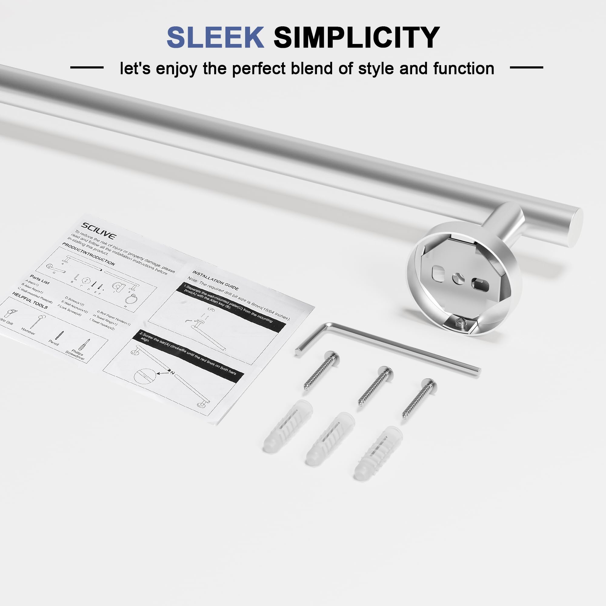 SCILIVE total length of 26.4 inches accommodates multiple towels.