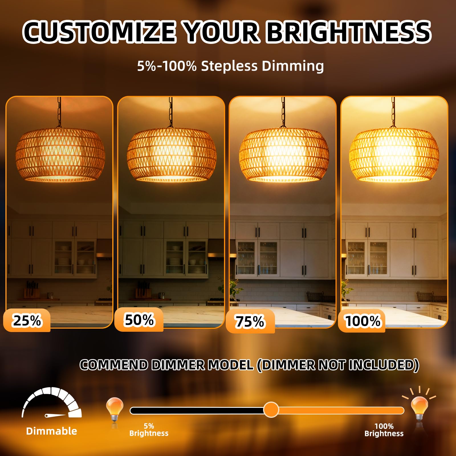 SCNNC E12 dimmable range from 0 to 100 percent with smooth control