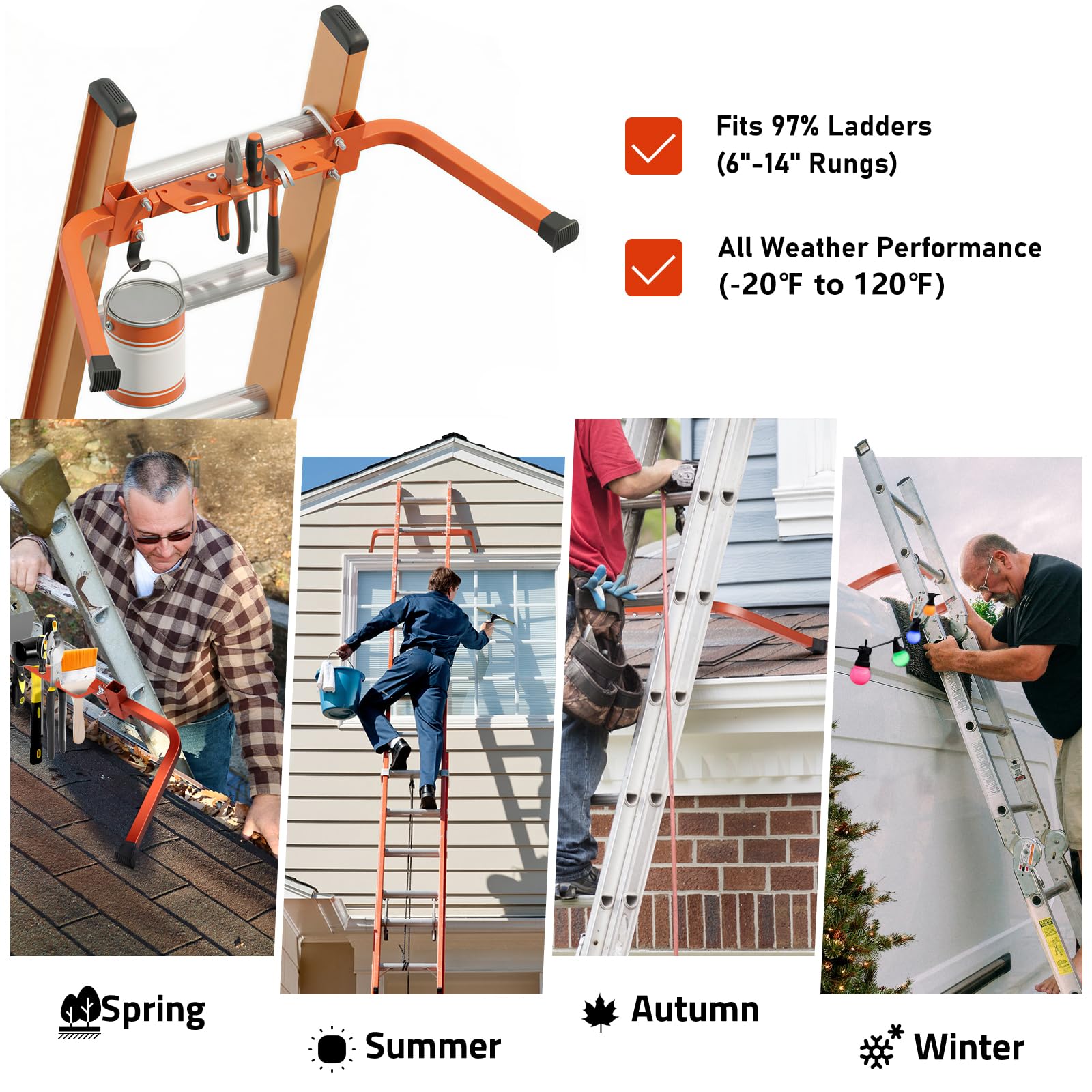 Scoopify Aircraft-grade steel frame delivers heavy-duty ladder support.