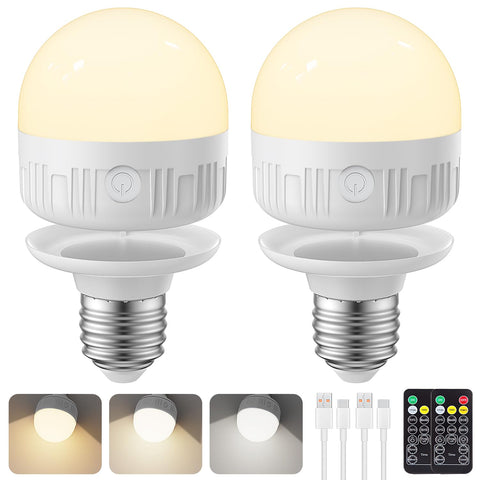 SCOPOW 2-pack rechargeable bulbs with remote for versatile ambient lighting.