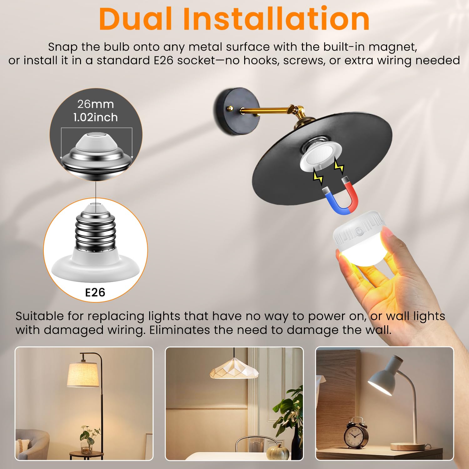 SCOPOW detachable charging dock keeps the bulb ready without unscrewing