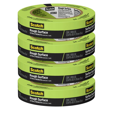 Scotch 2060 green masking tape shows strong adhesion on rough surfaces for sharp lines.