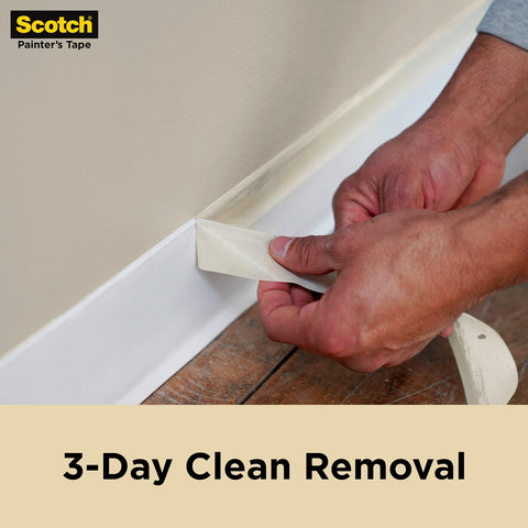 Scotch masking tape for interior and exterior use on corners.
