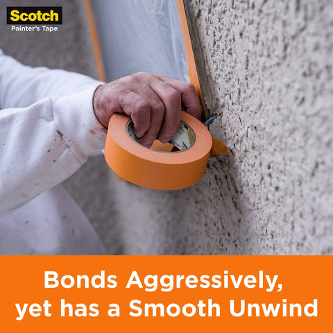 Scotch Heavy Duty Painter's Tape orange visibility aids accurate placement and masking.