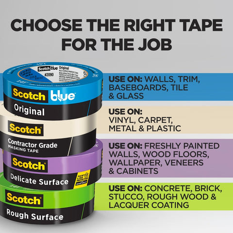 Scotch contractor-grade tape cleanly removed after painting without residue