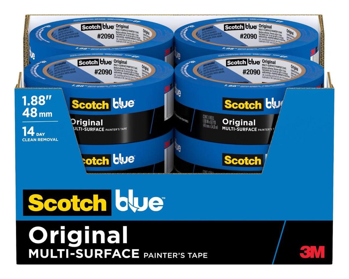 ScotchBlue Original painter's tape on wall for crisp edges and residue-free removal.