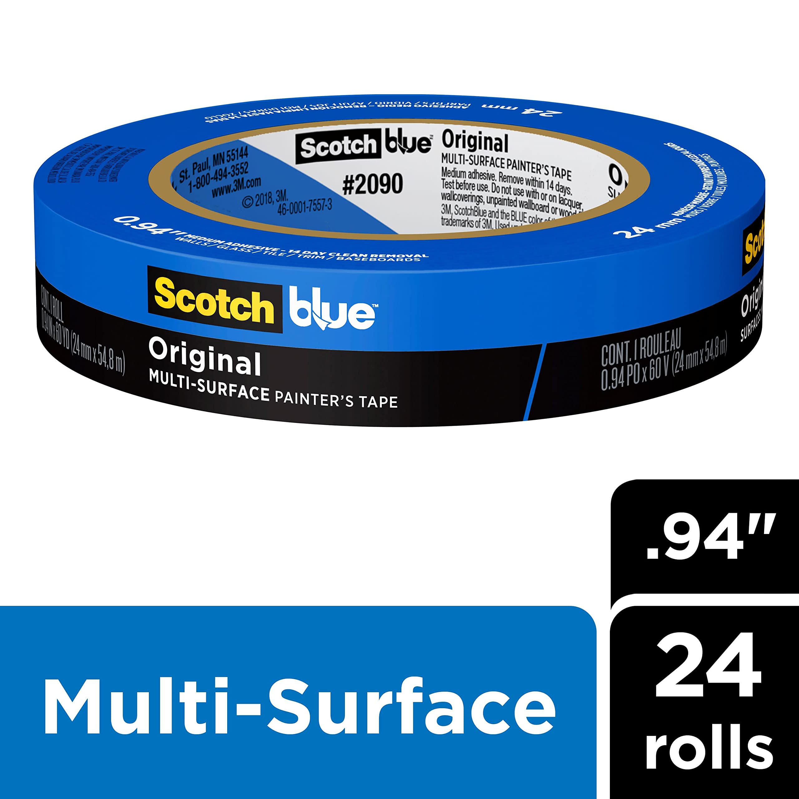 ScotchBlue Original tape masking a wall to prevent paint bleed