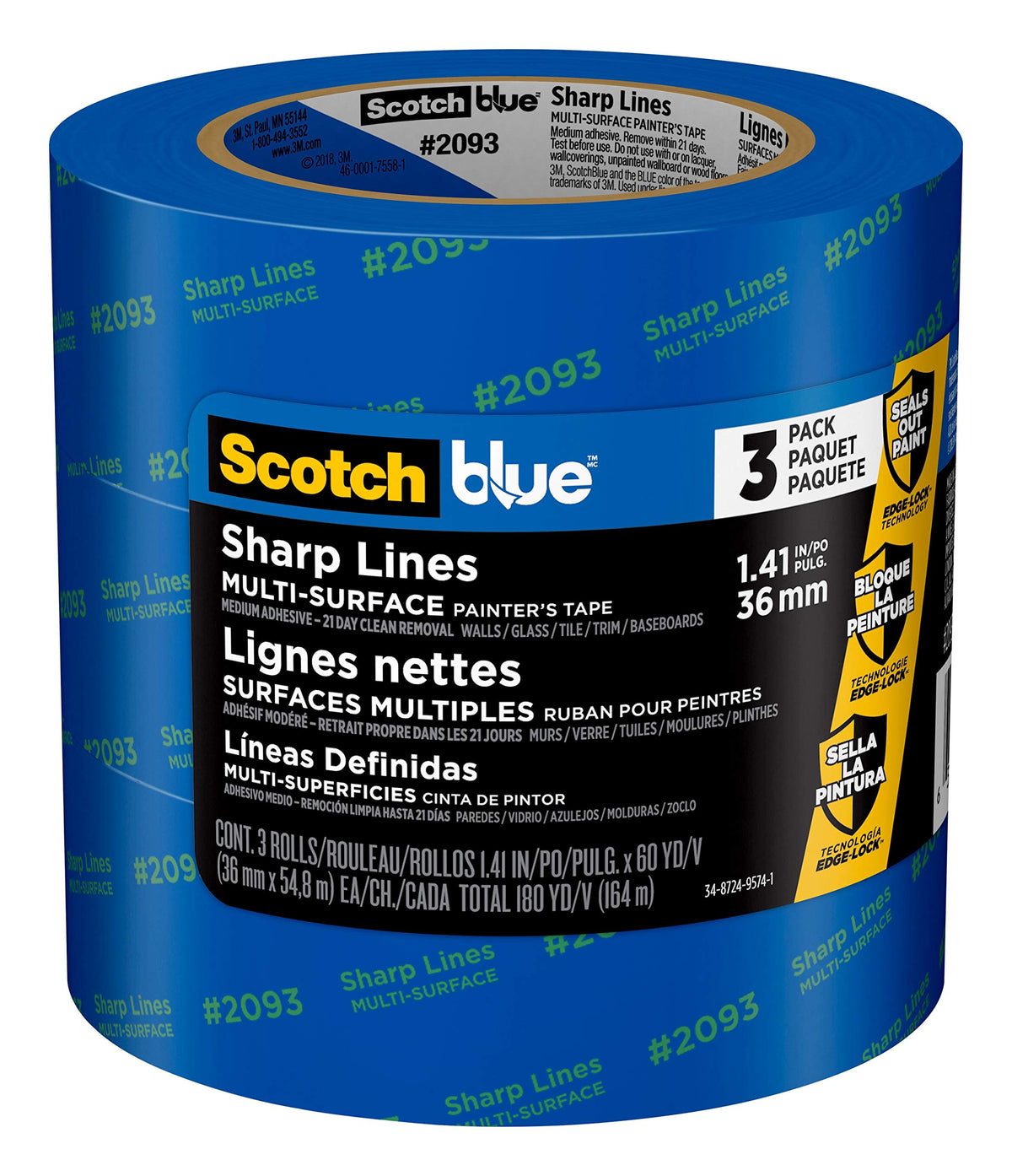 ScotchBlue Sharp Lines tape showing Edge-Lock for precise lines