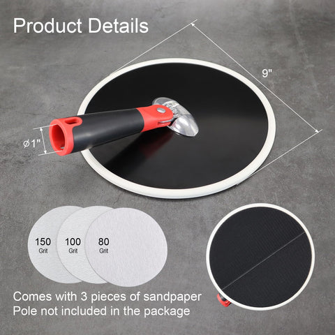 Scottchen round pole sander attachment fits Acme threaded poles for easy setup.