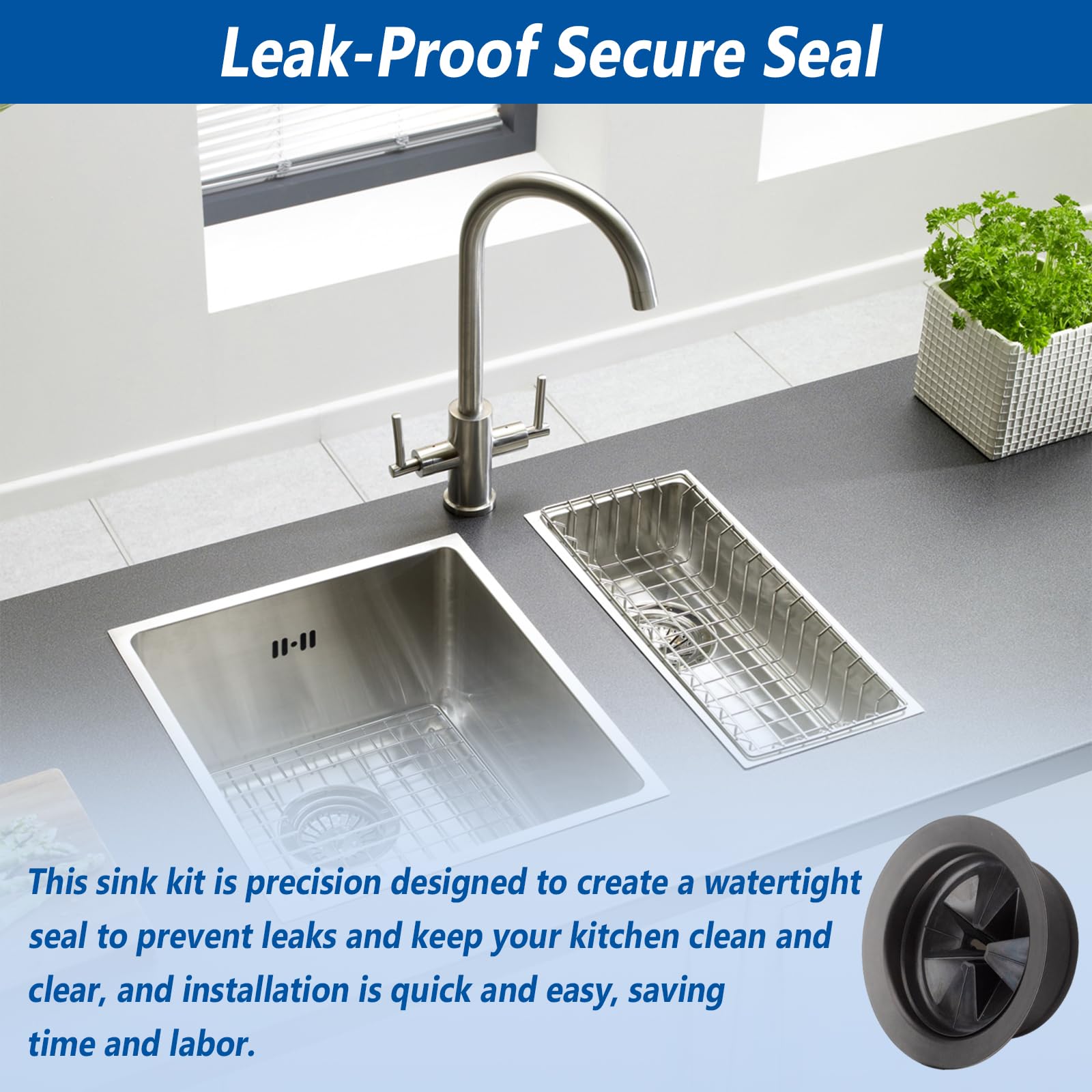 Screw Man rubber sink seal provides a tight, leak-proof fit around drains.