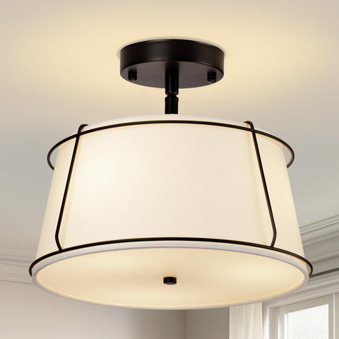 Scyvenra 13-inch semi-flush mount base in matte black adds modern warmth