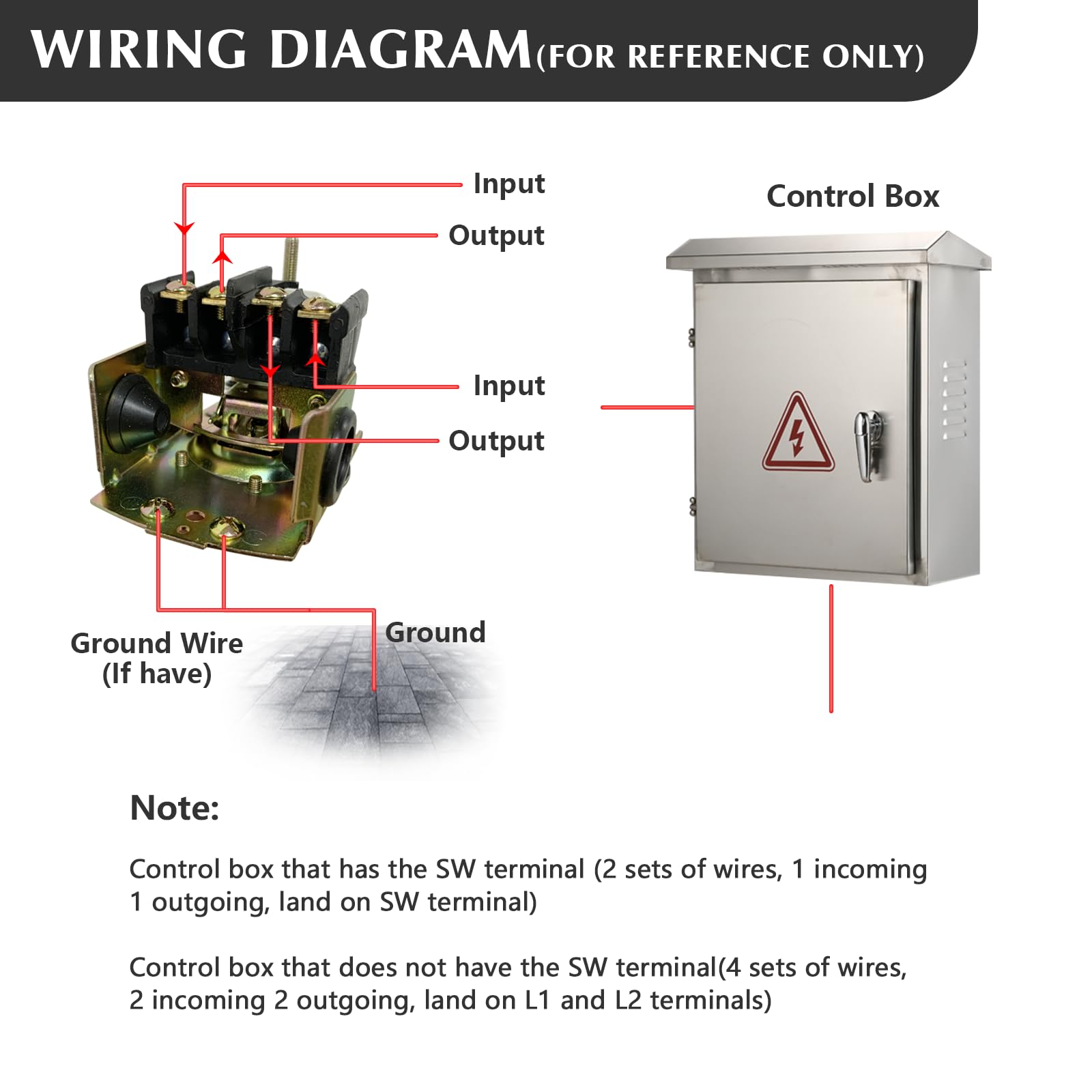 Sdanbom water pressure switch 40-60psi dial action; automatic on/off trigger at target pressure.