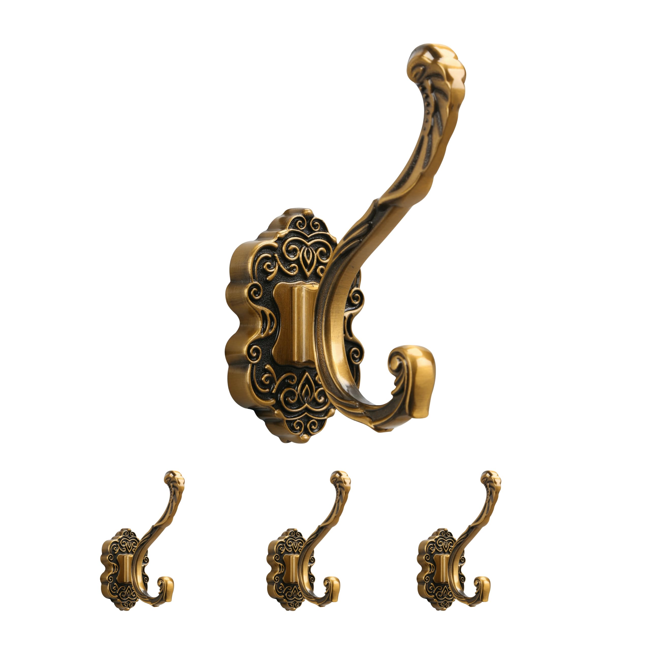 SDH antique brass coat hooks on wall show a sturdy wall-mount design.