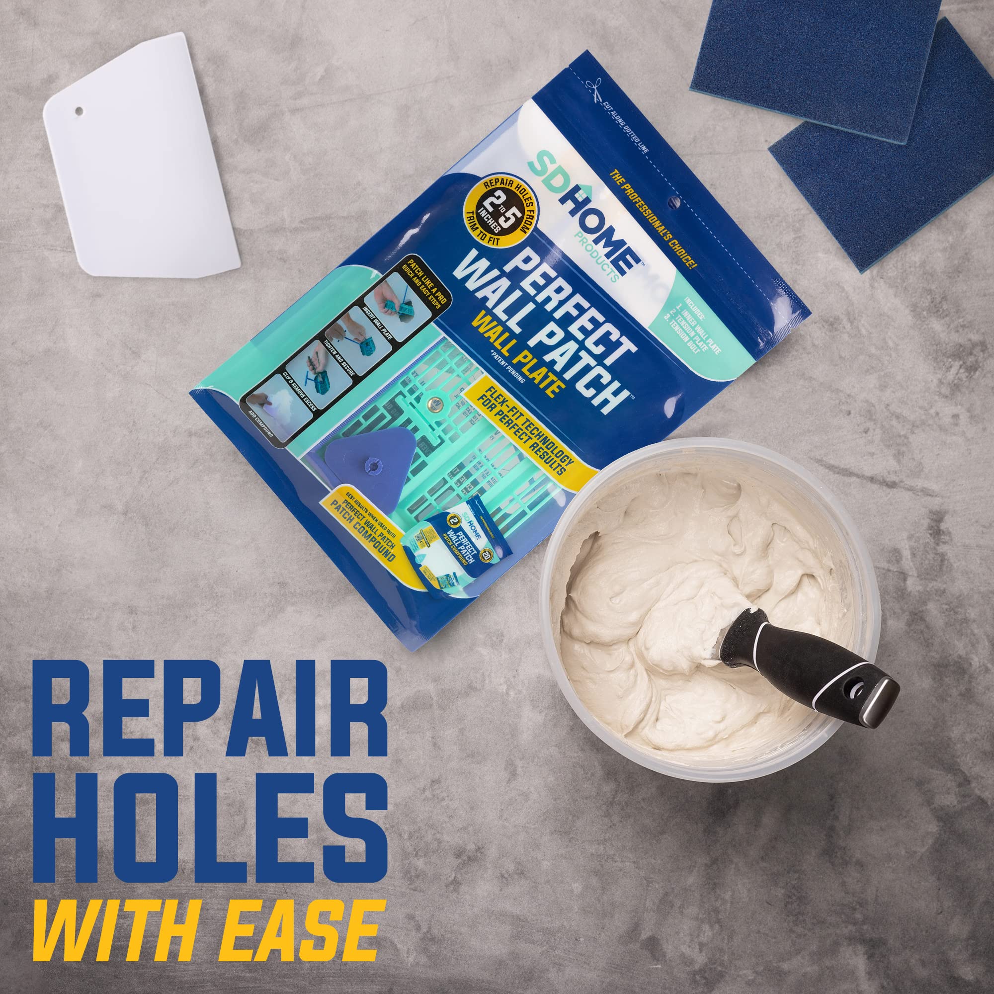SD Home Products patch delivers a flush finish after a quick repair.