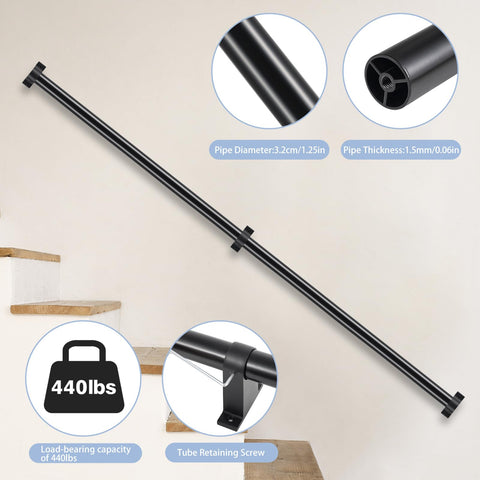 SDNBHT aluminum stair handrail with 1-25-inch diameter for durable grip.