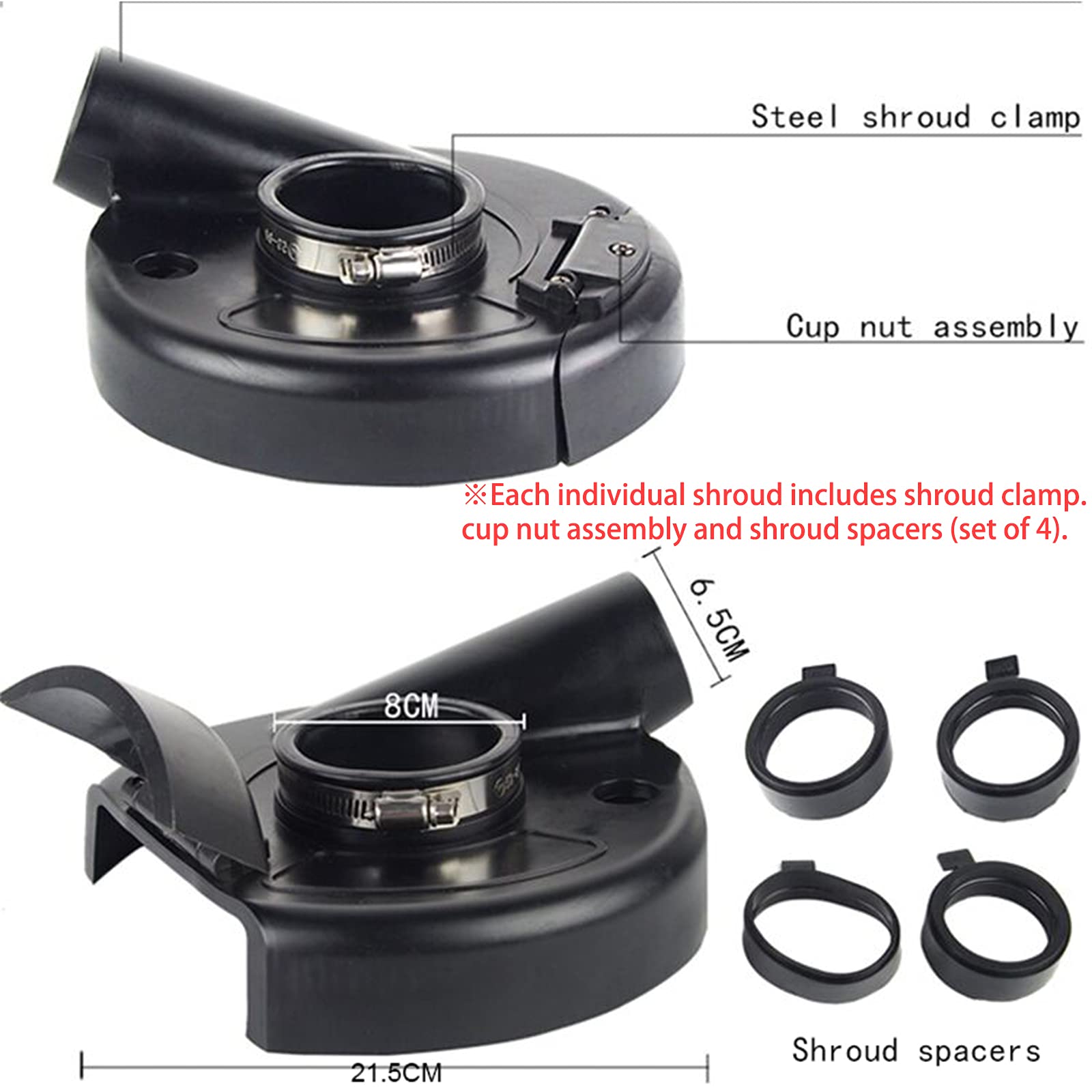 SDRTOP dust shroud metal clamp provides durable mounting during grinding.