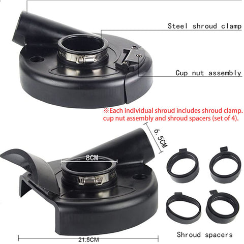 SDRTOP dust shroud metal clamp provides durable mounting during grinding.