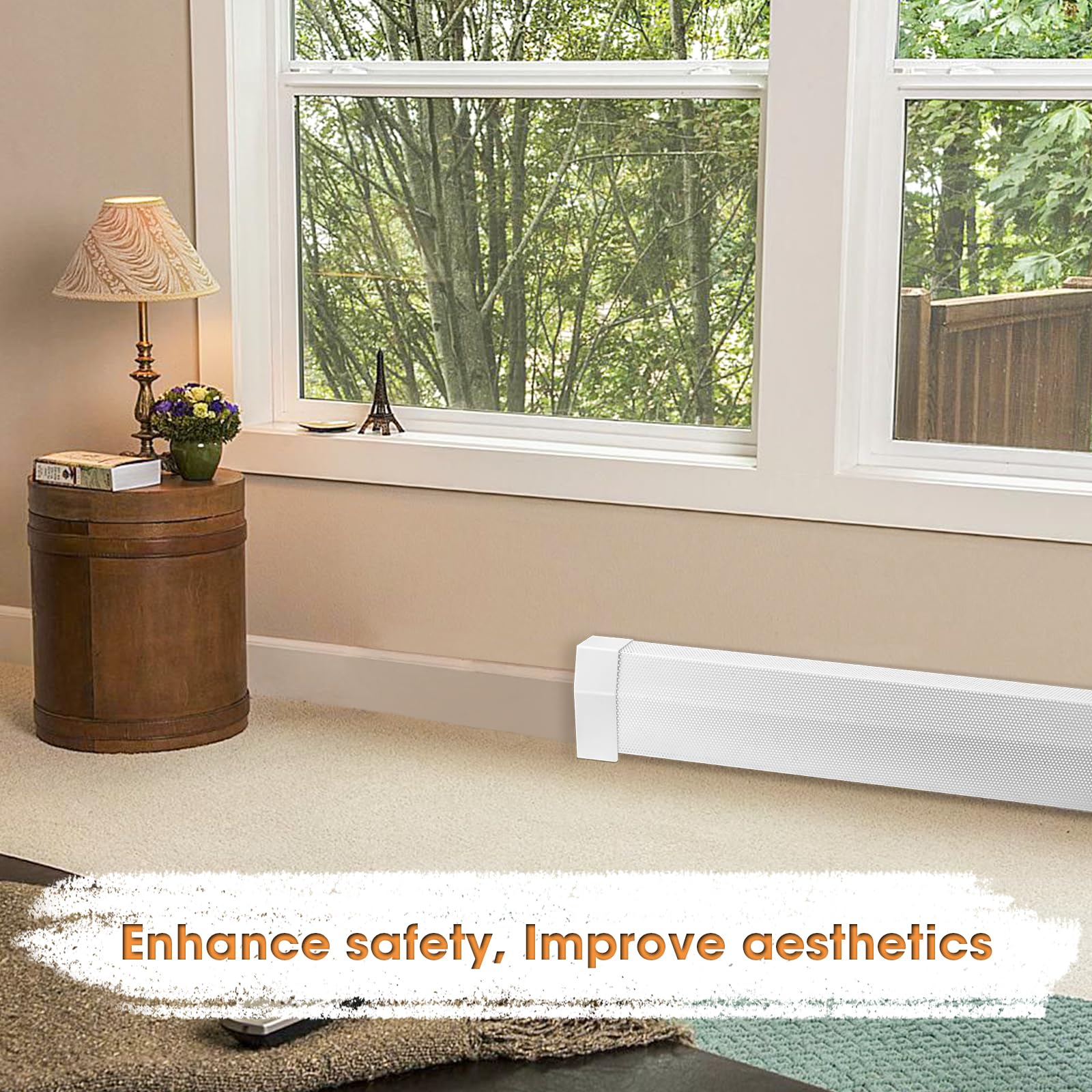 SDSNTE compatible baseboard cover for hydronic and bathroom installations
