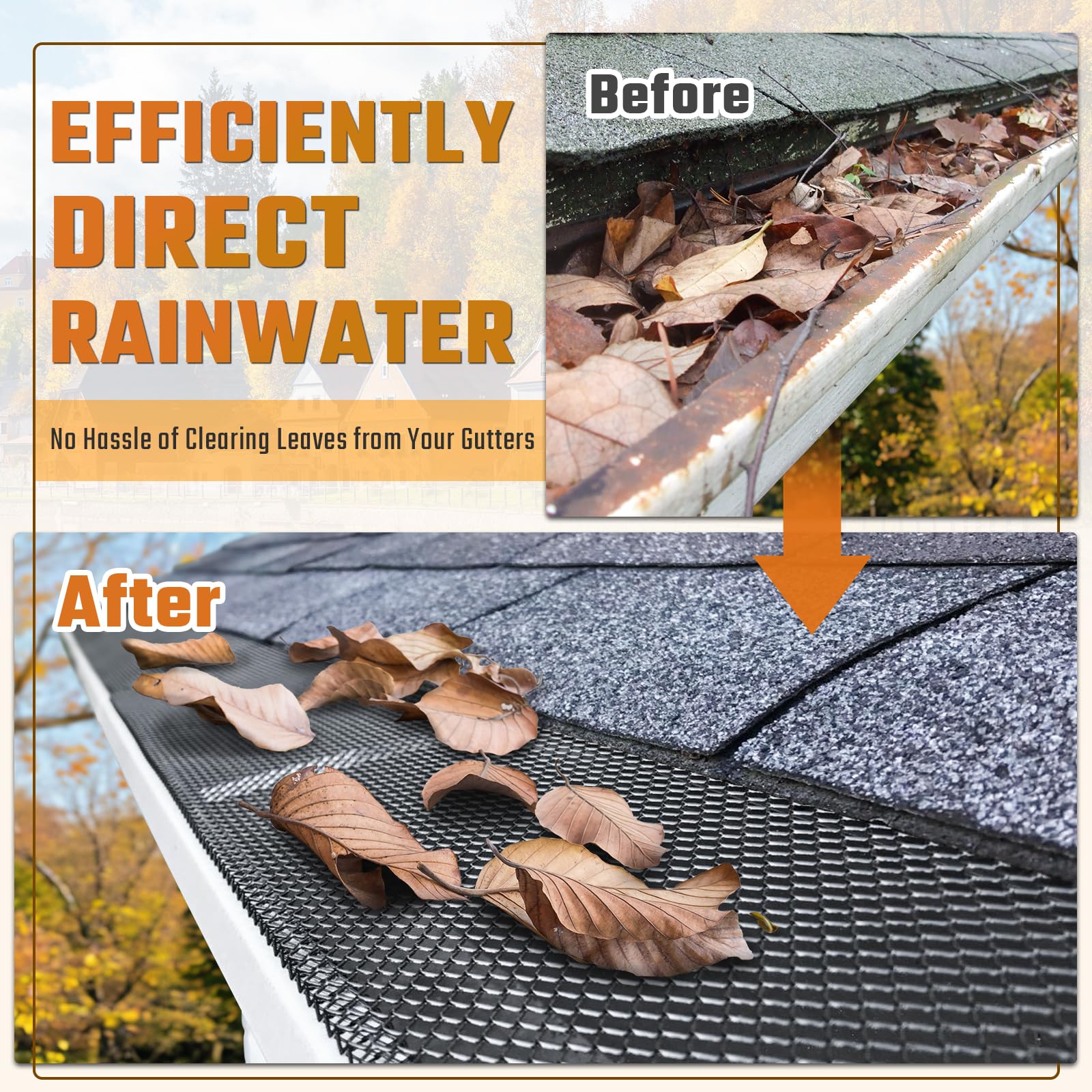 SDSNTE gutter guard on 6-inch K-style gutters showing compatibility.