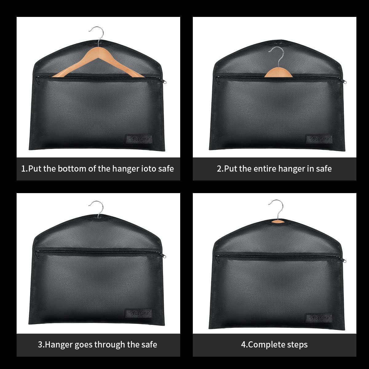 Sdstone hanger safe with reinforced seams in a bedroom scene.