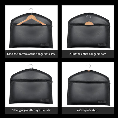 Sdstone hanger safe with reinforced seams in a bedroom scene.