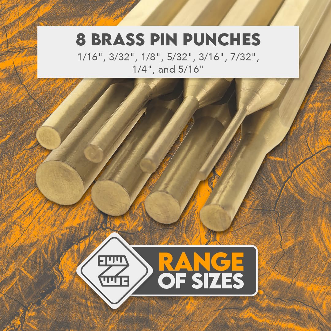 SE brass pin punch close-up showing non-marring tip on delicate metal