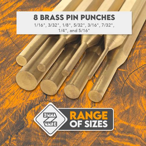 SE brass pin punch close-up showing non-marring tip on delicate metal
