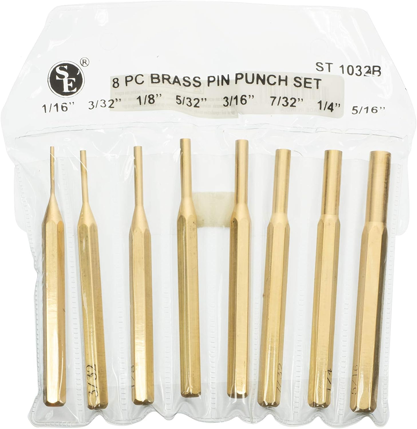 SE brass punch set ideal for woodworking pin and nail tasks