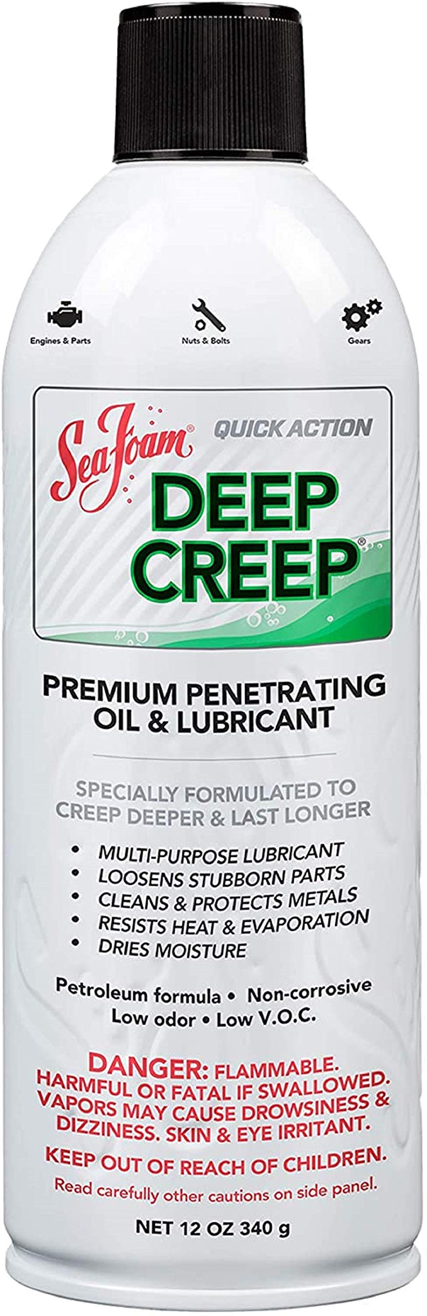 Sea Foam DC-14 Deep Creep Lubricant 12 oz pack penetrates tight gaps and loosens rusted hardware.