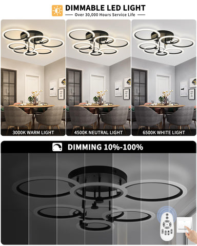 SEABLE black close-to-ceiling light with sleek finish