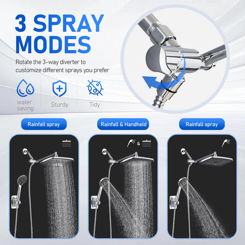 SeaCity dual shower head with fixed and handheld for versatile rinsing
